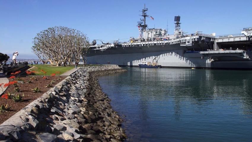 The USS Midway Museum in San Diego Bay. (Photo Source: Scott Allison, San Diego Union-Tribune)